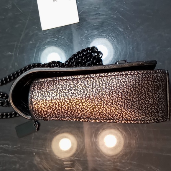 Coach Pebbled Leather Bronze/Black Crossbody/Shoulder Mini Bag With Chain Strap - Picture 10 of 16